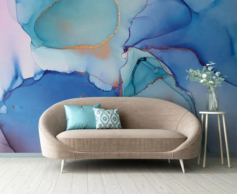 

Blue marble wallpaper, abstract, Removable Wallpaper, Self Adhesive, Peel and Stick, Wall Decor