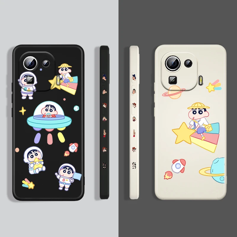 

Anime Shinchan Crayon Case For Xiaomi Mi 12 11 11i 10 10S 9 6 Ultra Lite Pro SE Silicone Liquid Left Rope Phone Cover Coque Capa