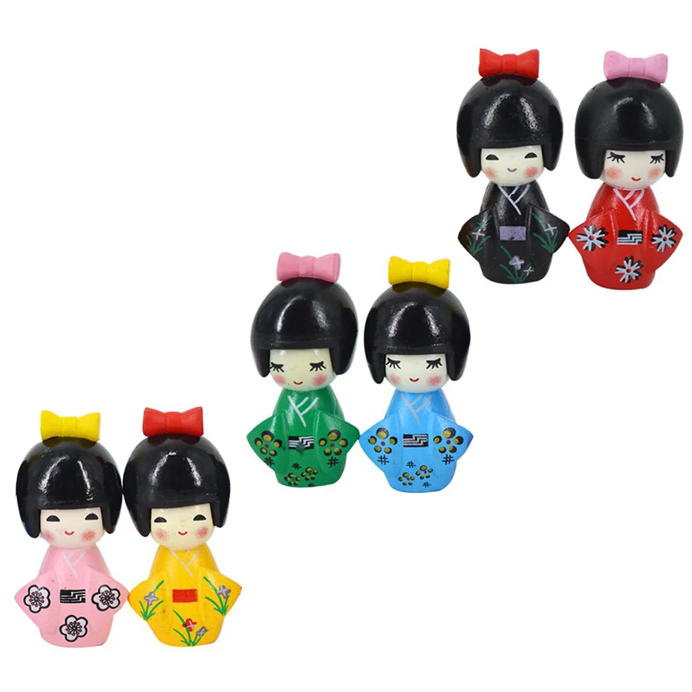 

6 Pcs Kimono Ornaments Japanese Gift Mini Toys Girls Key Chain Handicraft Pvc Child Flower Kit Kids