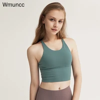 wmuncc 2022 summer fitness bra shoulder strap cross beauty back sports underwear with pad shockproof yoga vest women solid gym