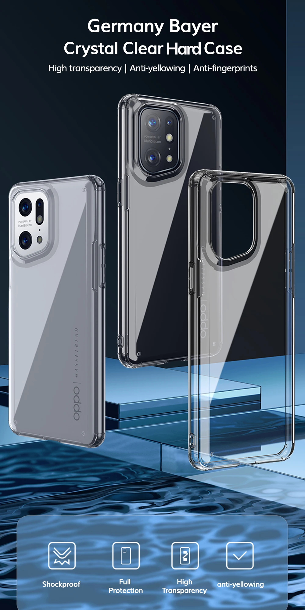 Kup UFLAXE Odporny Na Wstrząsy Futerał Do OPPO Znajdź X5 / X5 Pro WLONS Niemcy Bayer 4K HD Krystalicznie Czyste Tylna Pokrywa Anty-żółta Obudowa
