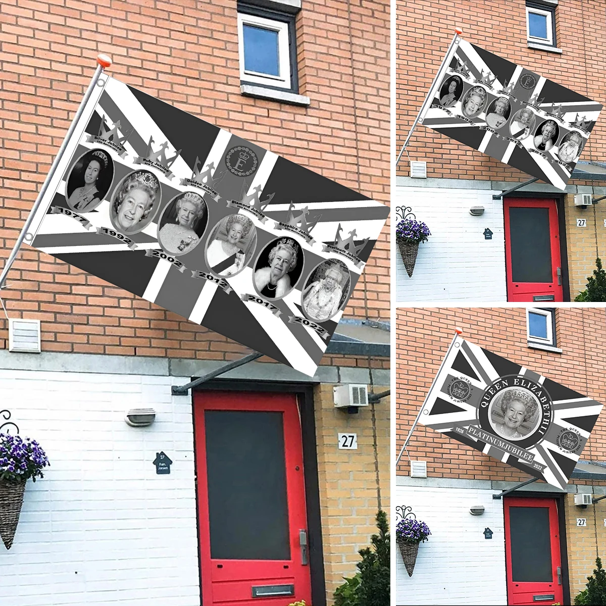 

Флаг королевы Елизаветы 5x3 фута, тканевый большой плачевой флаг Елизаветы II, герметичный праздничный флаг королевы Великобритании для