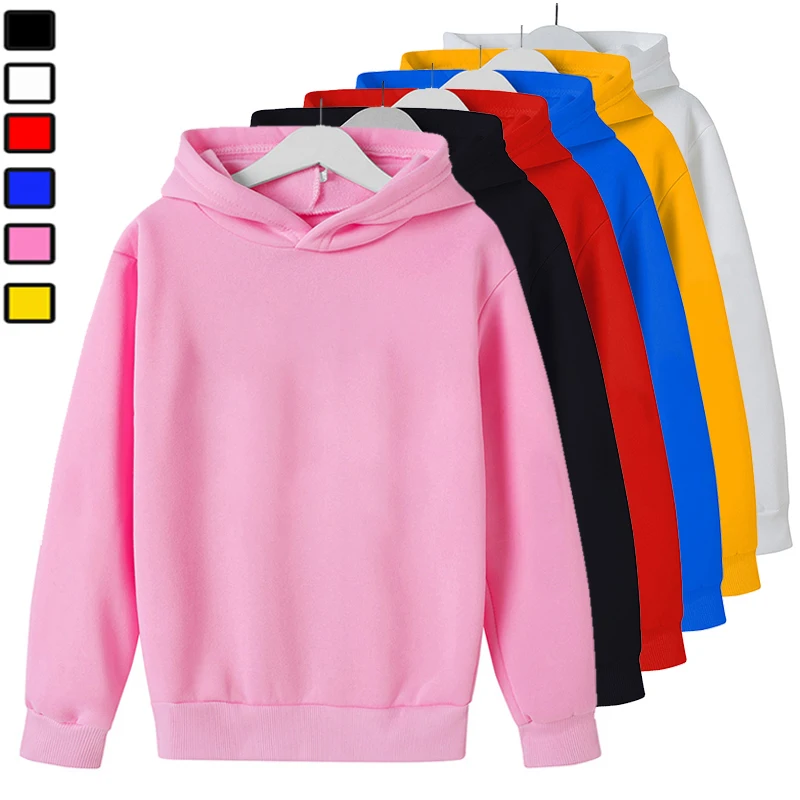 

Худи детское однотонное на флисе с длинным рукавом, на весну/осень