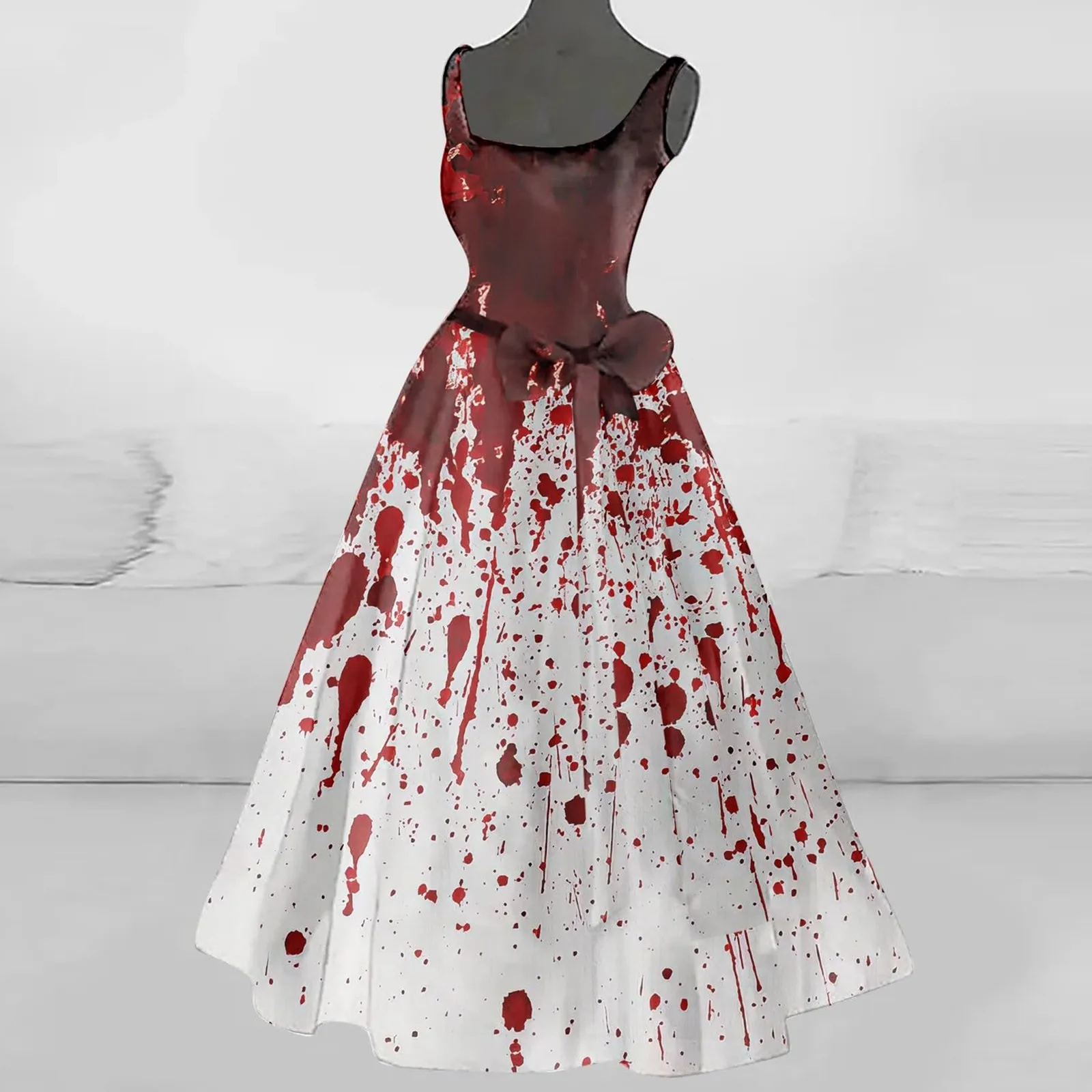 Красный готический костюм ужасов с кровью и призраком на Хэллоуин тыквы 3D