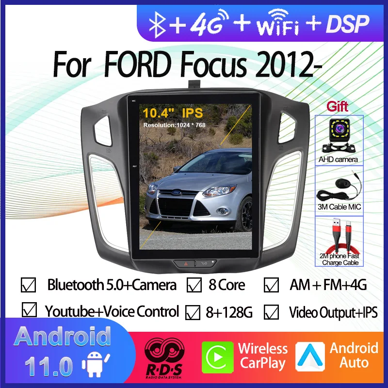 

Car GPS Navigation Tesla Style Vertical Screen For FORD Focus 2012-2015 Android Auto Radio Stereo Multimedia Video Player