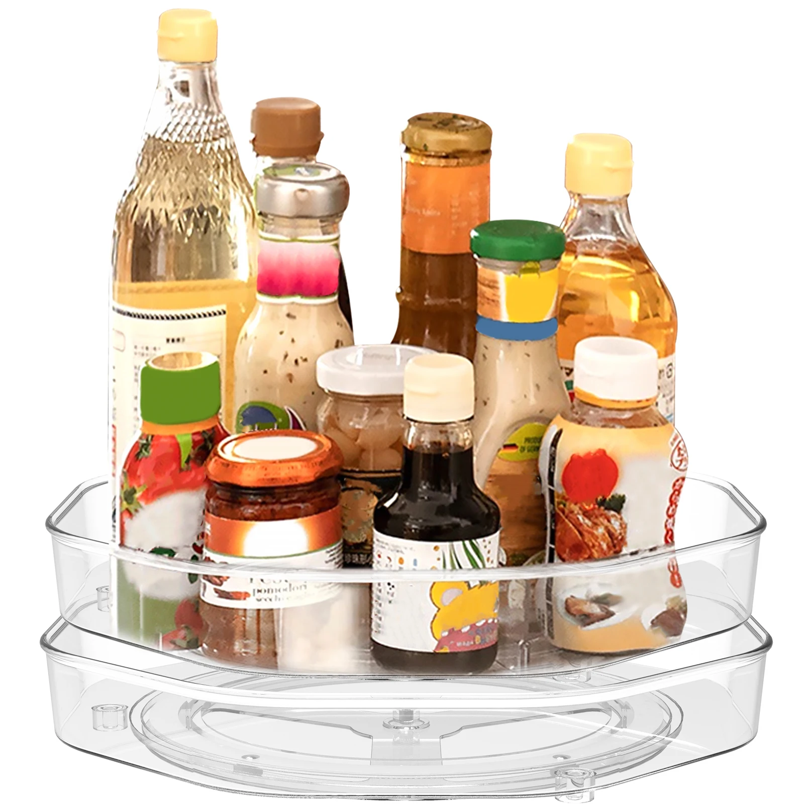 

Складной органайзер для специй, прозрачная вращающаяся стойка для специй, вместительные вращающиеся контейнеры для приправ, многофункциональная косметика, 2 шт.
