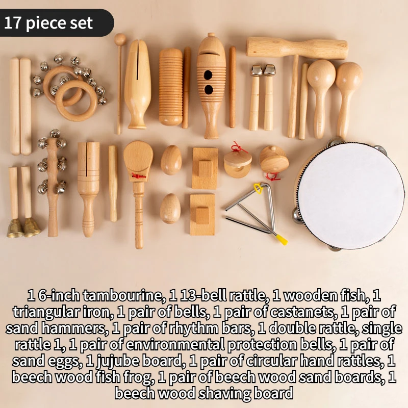 Tambourine Orff Musical Instrument Set Rattle Sand Hammer Wooden Fish Orff Musical Instrument Triangle Rare Musical Instruments enlarge