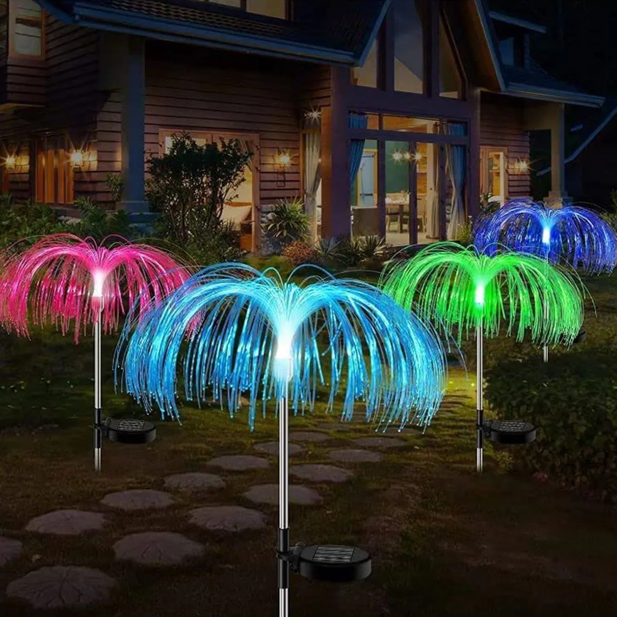 

2022 усовершенствованный садовый светильник на солнечной батарее, водонепроницаемый, уличный, меняющий цвет, декоративный светильник для ме...