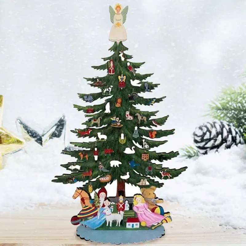 ity Drewniany układ sceny choinki Ozdoby świąteczne noworoczne 2025 2024 Navidad Party Supplies