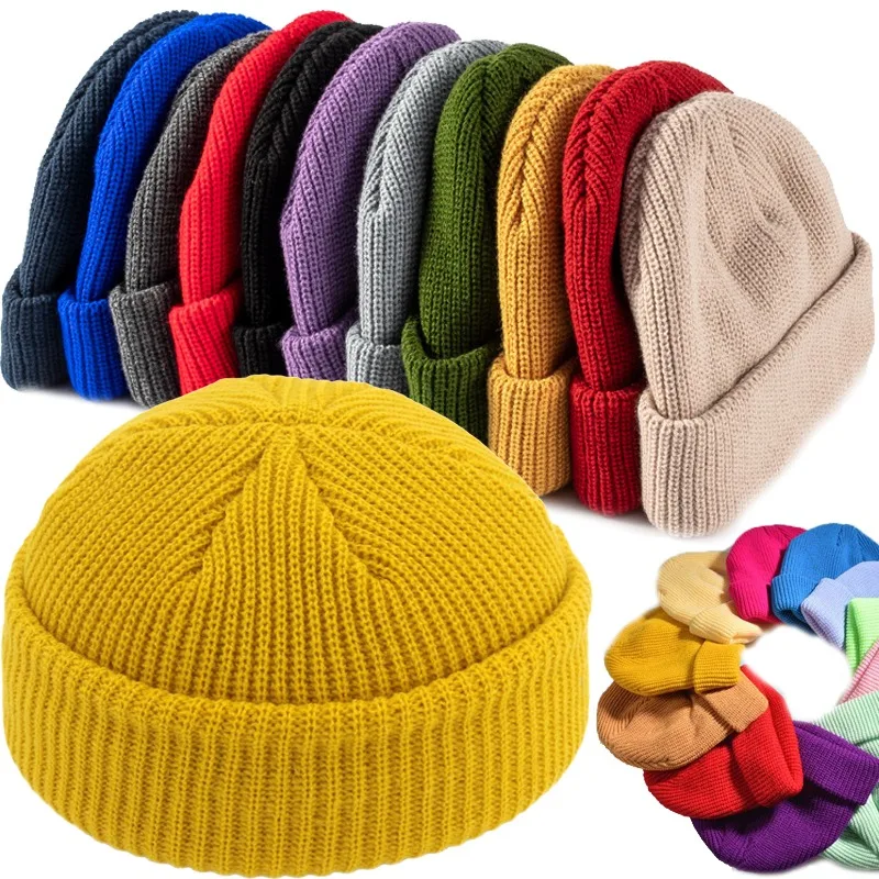 

Soft Dome Knitted Pullover Cap Cotton Cold-proof Warmth Simple Fashion Hip Hop Skullies Hat Men Women Autumn Winter Warm Beanies