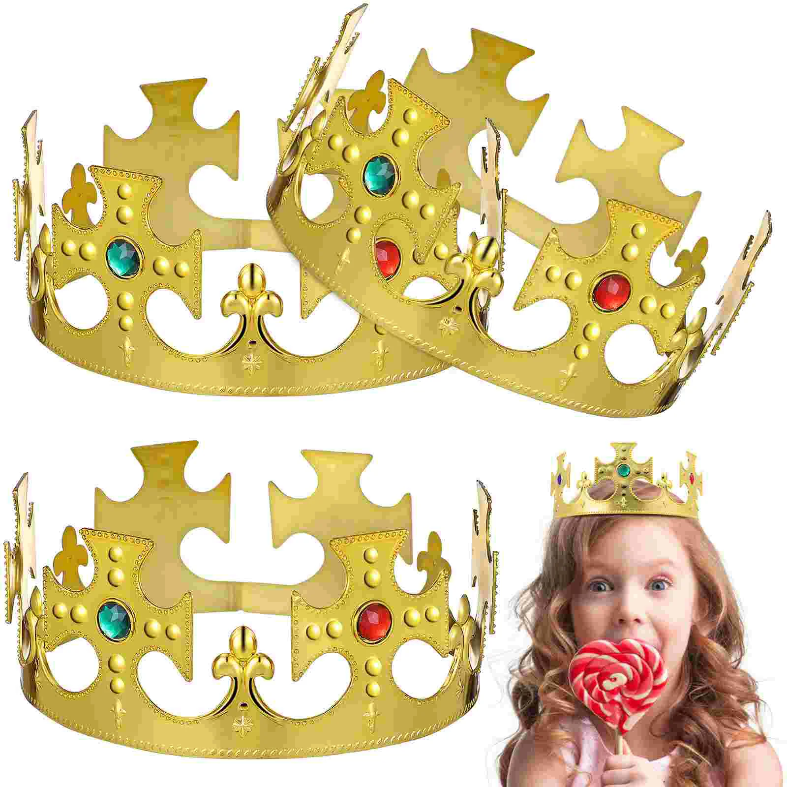 

3 Pcs Crown Party Hat Prop Princess Decorations Hats Kids Birthday Toddler Boys Baby Children