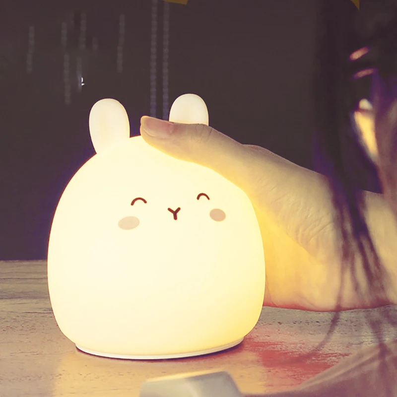 

Cute Rabbit Led Usb Colorful Silica Gel Led Usb Night Light Rechargeable Child Gift Room Decor Christmas Bedside Anime Espejo