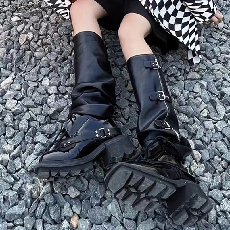 

Сапоги до колена новые высокие сапоги на толстом каблуке с квадратным носком для девушек высокие сапоги на молнии женские модные модельные ...