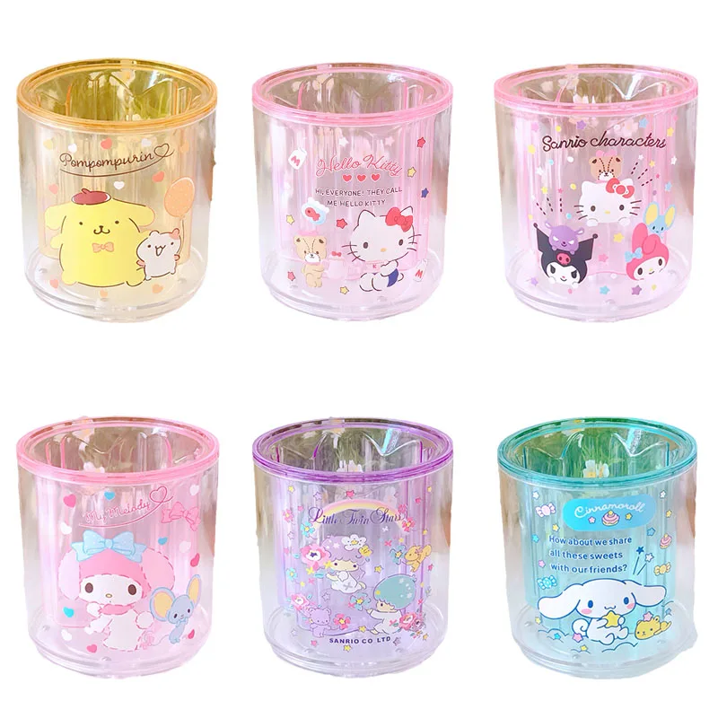 

Kawaii Sanrioed Anime Kuromi Cinnamoroll MyMelody Kitty Cartoon Cute Pencil Makeup Brush Rotatable Desktop Storage Box Girl Gift