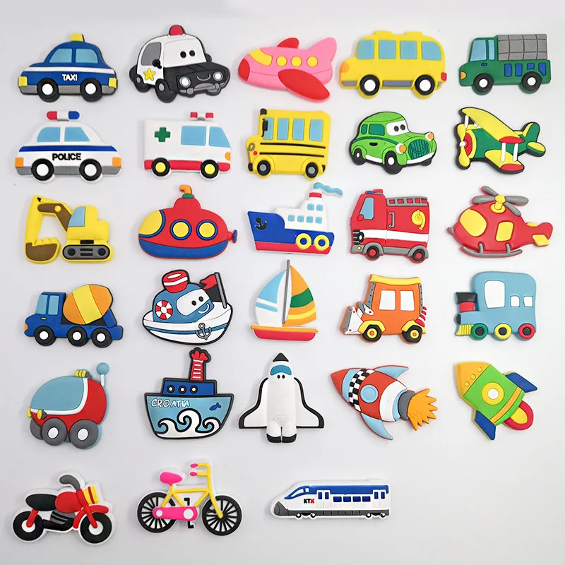5Pcs Cartoon Car Fridge Magnet Sticker Traffic Toys Soft Glue Refrigerator Paste Magnetic Stickers For Kitchen Decor