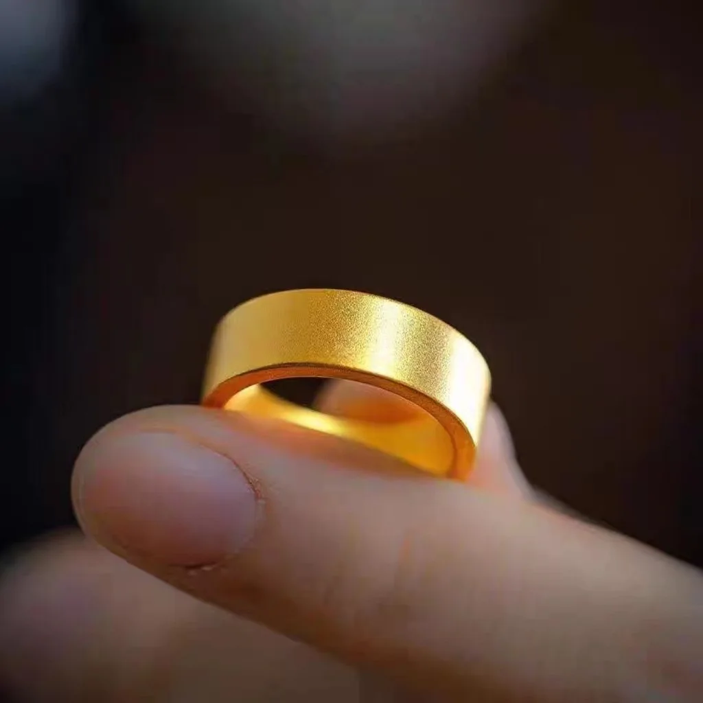 Кольцо с плоским дном в старинном стиле 9999 однотонное Золотое кольцо для пар