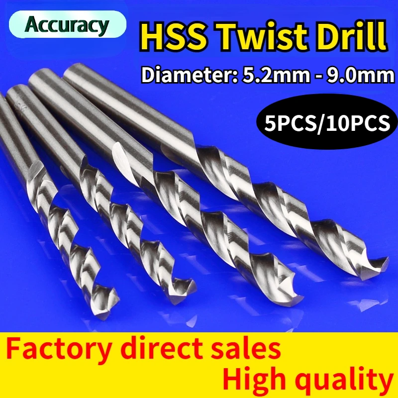 Hot Selling 5.2mm-9.0mm 5Pcs/10pcs Drill Bits HSS High Speed Steel Drill Bits Set Tool High Quality Electric Power Tools Drills