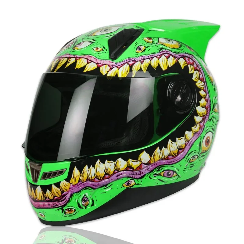 

Free Ship Green Color Helmet High Quality Capacete Men Women Unisex Winter Season Full Face Motorcycle Hat ECE approved FAST