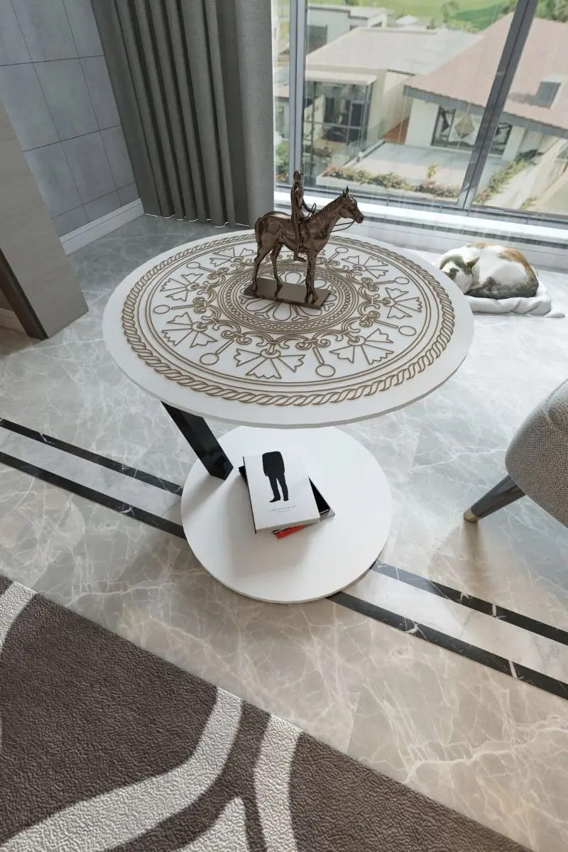 Белый C кофейный столик диван-подставка боковой журнальный Zigon Сервировочная