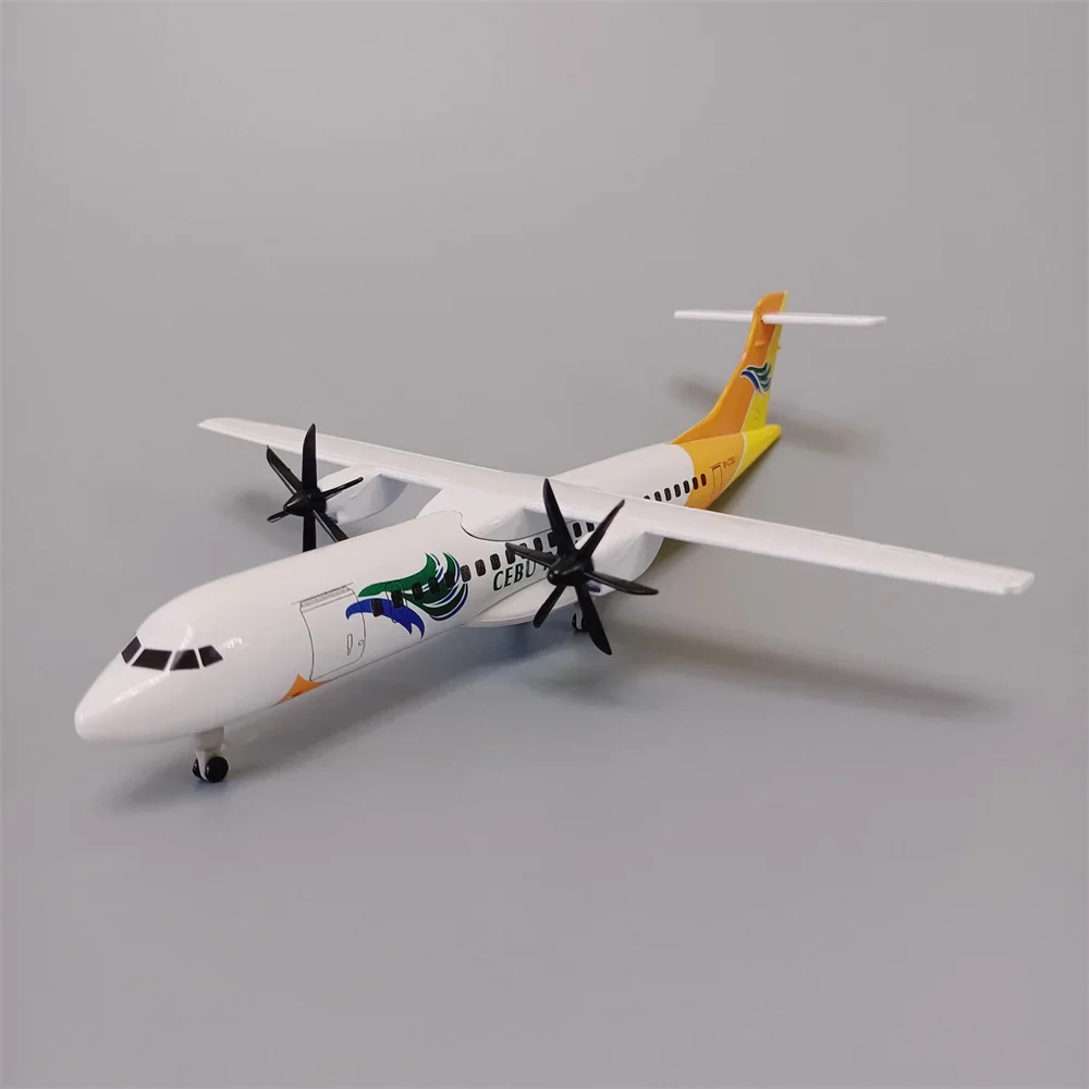 Фото 20 см Филиппины CEBU PACIFIC AIR ATR Вьетнам ATR Airlines, литой металл из сплава, модель самолета, самолета с колесами, пропеллеры №3