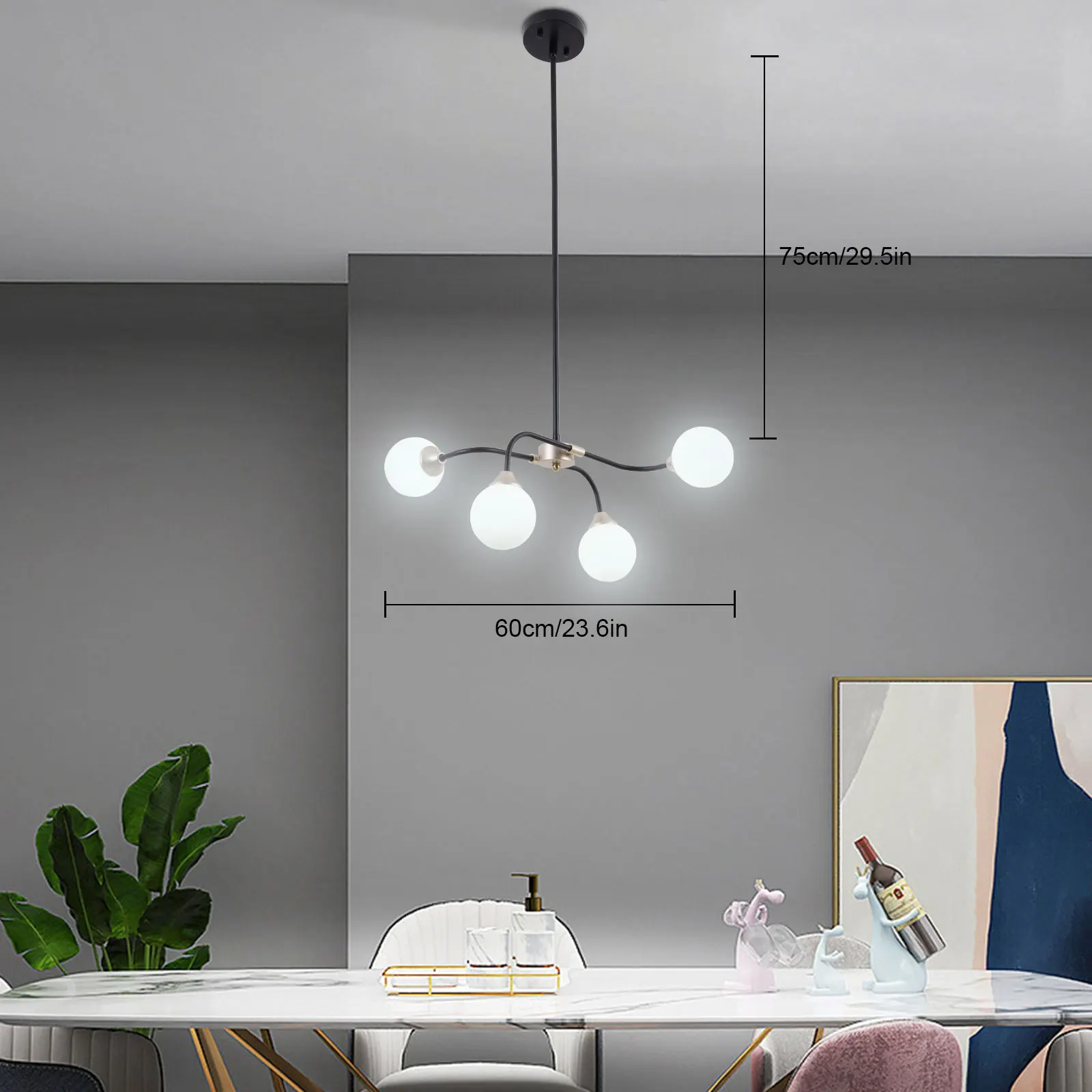 

Modern Chandelier Pendant Light Lamp Glass Shade Dining Room Lighting Fixture