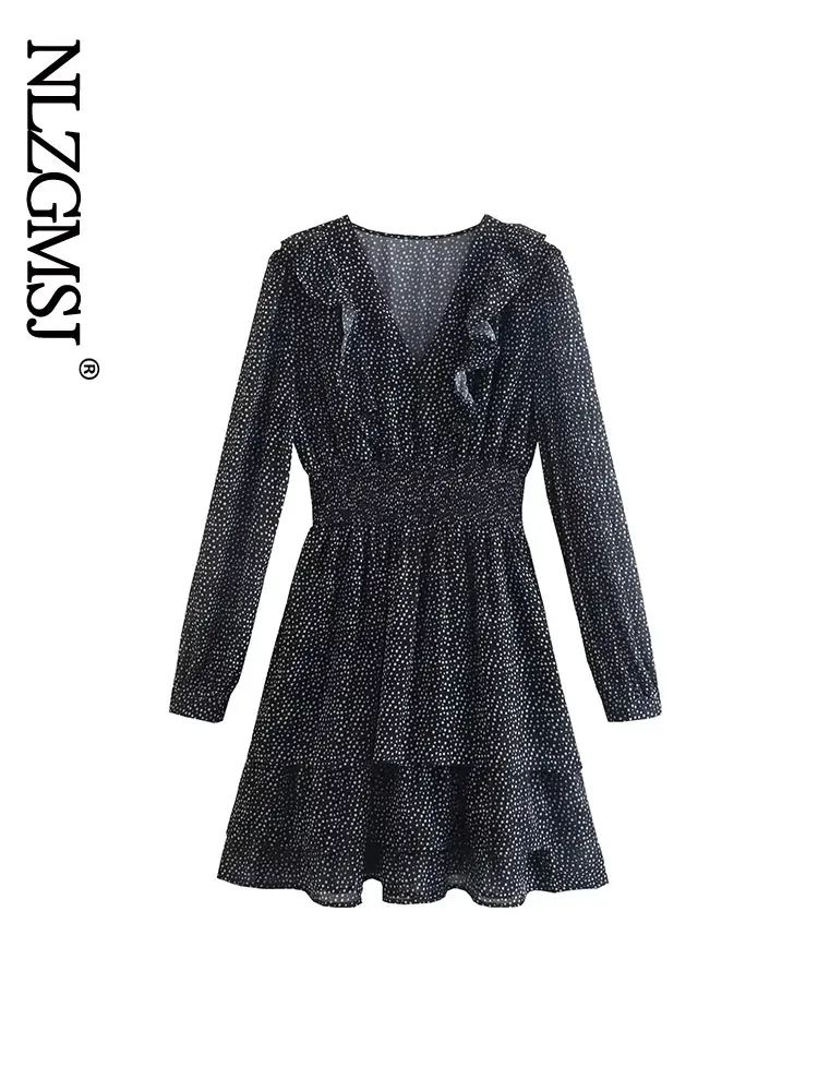 

Платье женское шифоновое в горошек, с V-образным вырезом