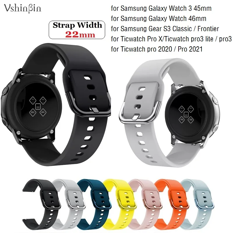 

Ремешок силиконовый для смарт-часов, быстросъемный браслет для Samsung Galaxy Watch 3 45 мм Gear S3 Ticwatch Pro 3, 22 мм, 10 шт.