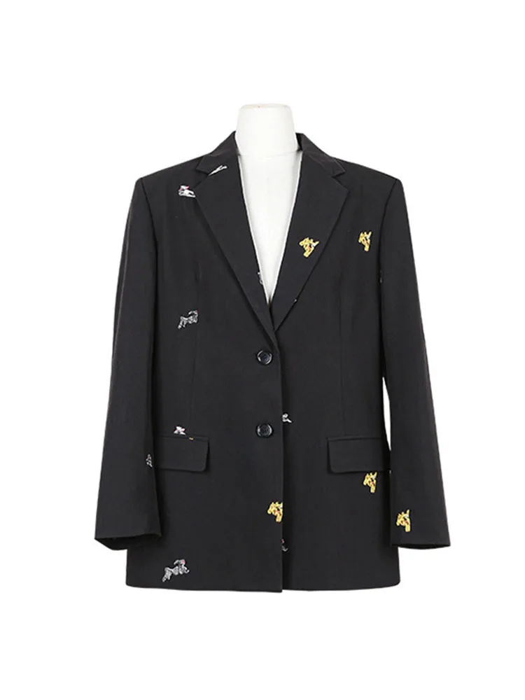 Женское однобортное пальто BZVW осеннее в полоску с длинными рукавами и вышивкой