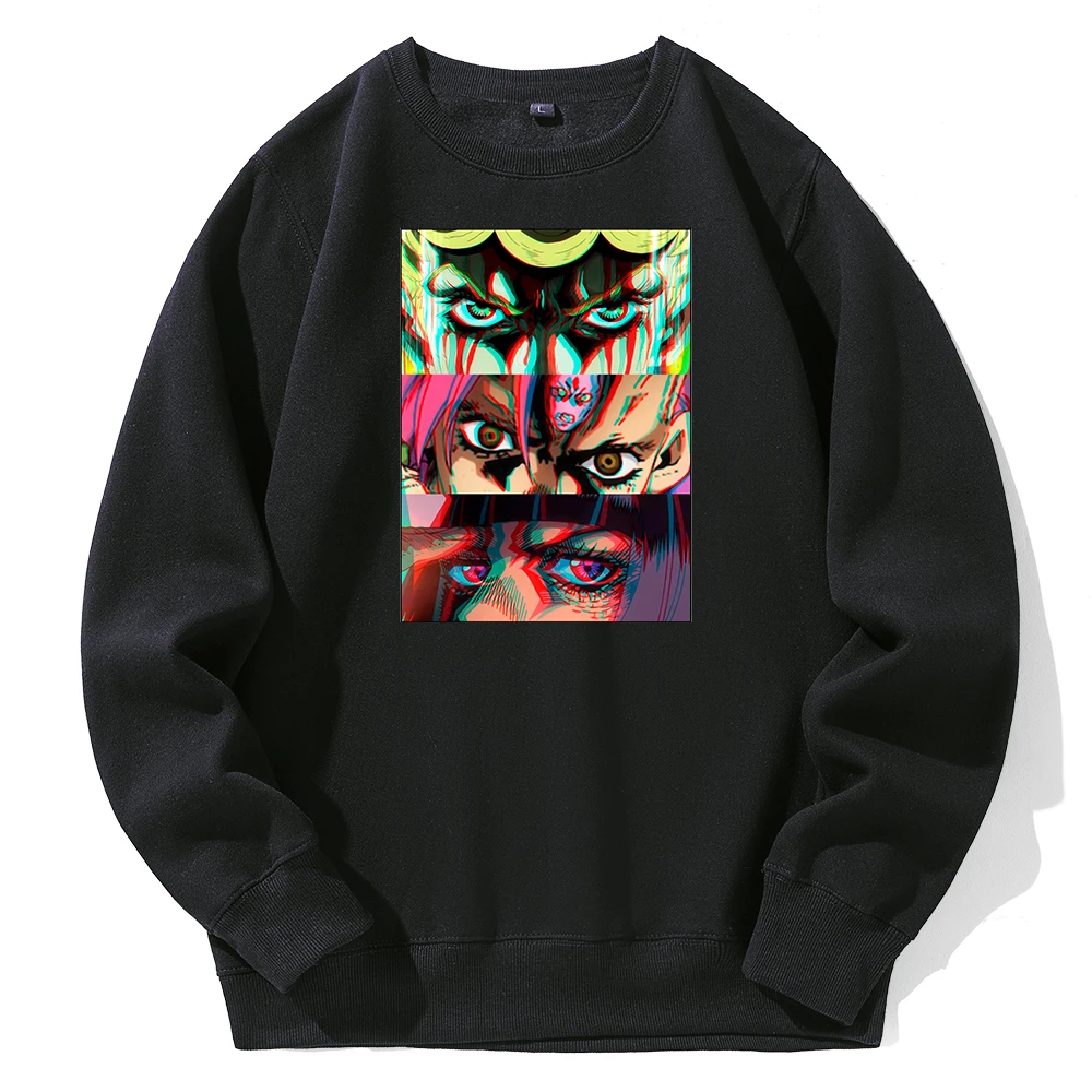 Свитшот мужской оверсайз с золотым принтом флисовая модная уличная одежда аниме