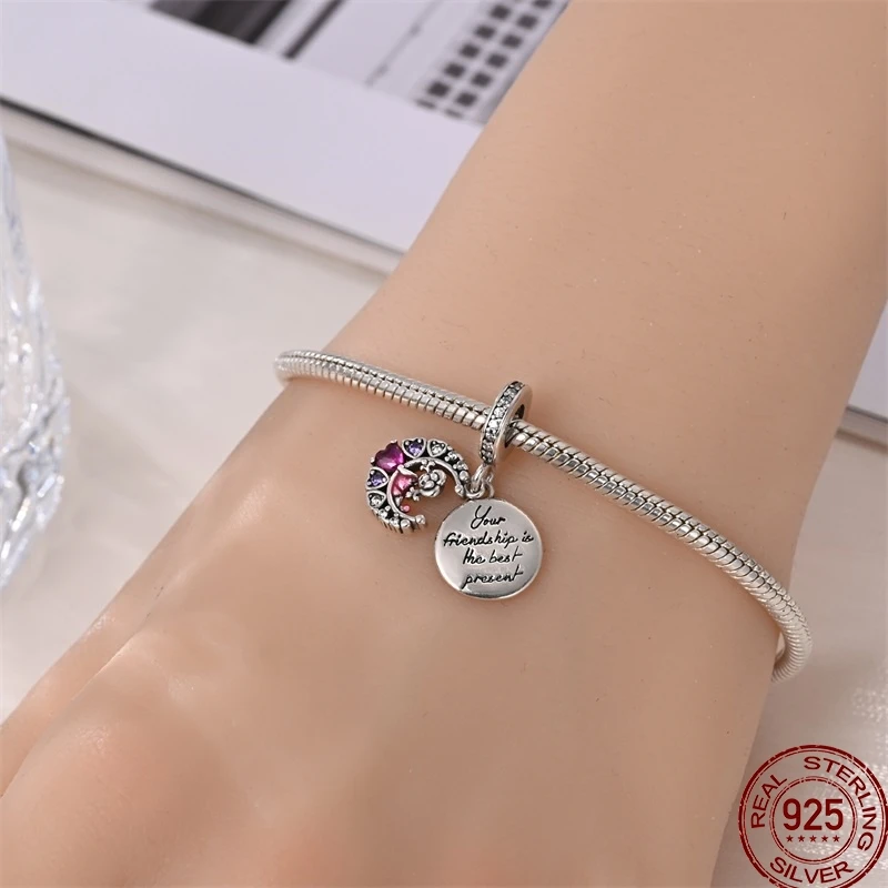 Новинка 2025 стерлингового серебра 925 пробы розовая любовь роза кошка