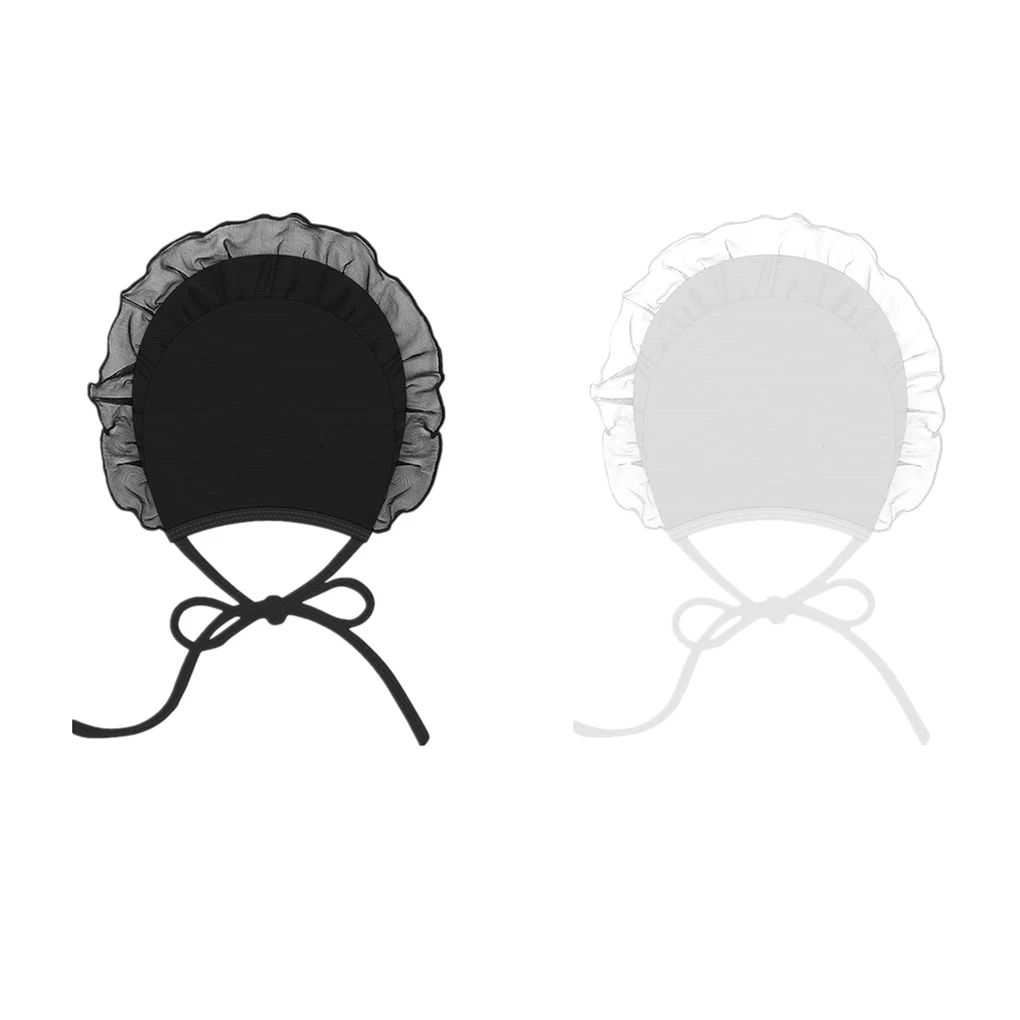 

Black White Color Women Swimming Caps Professional Water Sport Accessories Swimmer Headgear Adjustable Ladies Lace Swim Hat