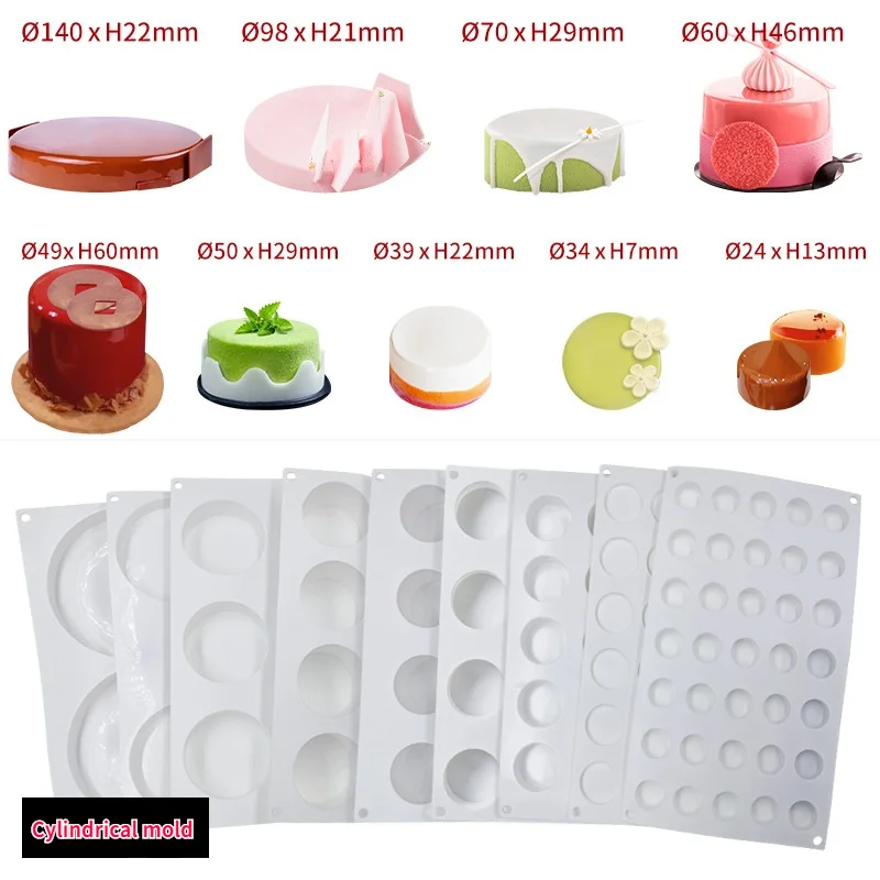 

Cylinder Cake Chocolate Silicone Mold New 2/6/15/24/35 Even Homemade DIY Round Dessert Filling Mold Creative Baking Utensils