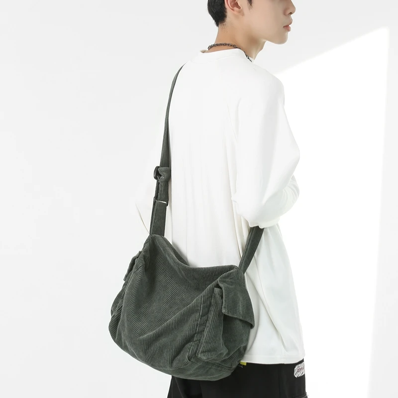 

Corduroy Women's Bag Trend Messenger Bag Y2K Eco Bag Korean Shopper Shoulder Cross Bag Zip Handbags Student Satchel Poackets Sac