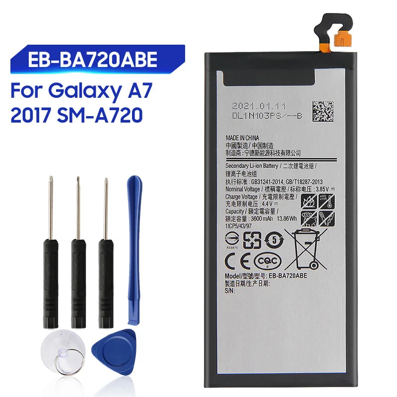 Batería de repuesto para Samsung Galaxy A7, versión 2017, SM-A720, A720, EB-BA720ABE, 3600mAh