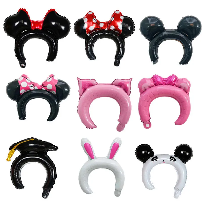 

10pcs Cute Headwear Headband Balloon Rabbit Bear Mickey Minnie Head Baby Showers Kids Toys Happy Birthday Wedding Party Decor