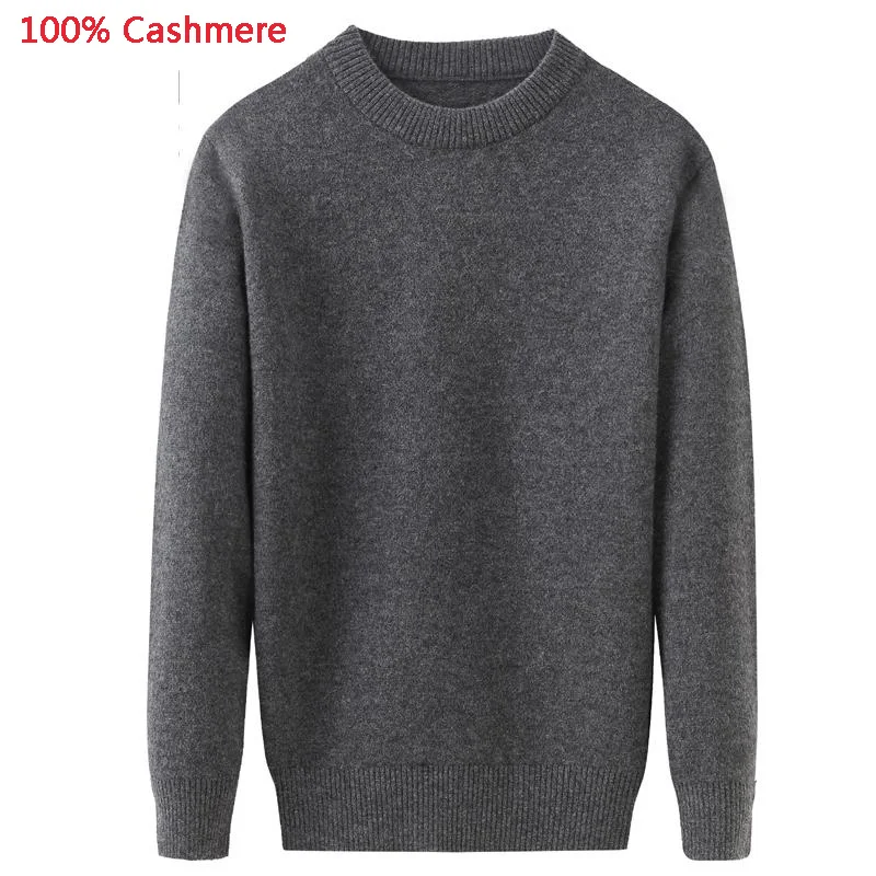 

new Autumn Winter Thickening 100% Pure Cashmere Sweater Male Men Casual Computer Knitted O-neck Pullovers plus size XS-4XL 5XL