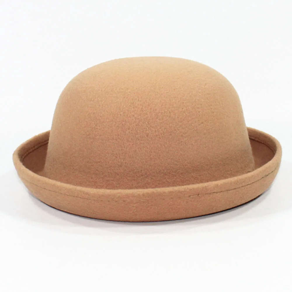 New Fashion Parent-child Dome Fedora Hats Autumn Winter Solid Trilby Derby Vintage Travel Party Felted Hat For Women Boys Girls