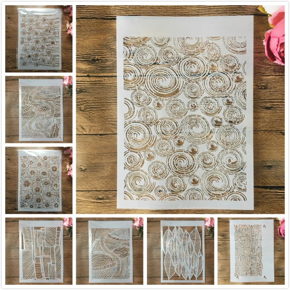 

8 шт./лот A4 29 см полые сетки волнистые листья DIY многослойные трафареты настенная живопись раскраска для скрапбукинга тиснение шаблон для декора альбома