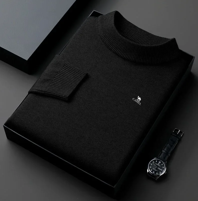 Осенне-зимний вязаный свитер мужской 2024 новый пуловер однотонная рубашка
