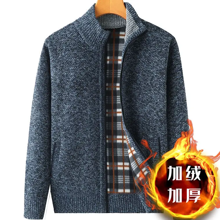 Men Cardigan Zipper Black Gray Blue Knitted Sweater 2022 Autumn Winter Business Casual Thickened Knit Jacket Mens Sweaters