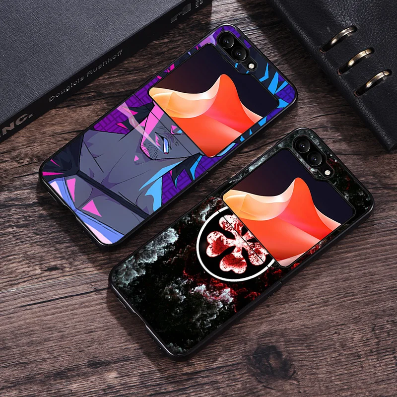 Матовый чехол для телефона Samsung Galaxy Z Flip6 5G Flip5 Flip4 Flip3 ZFlip 6 3 4 5 Black Clover Noell Anime Hard Cover