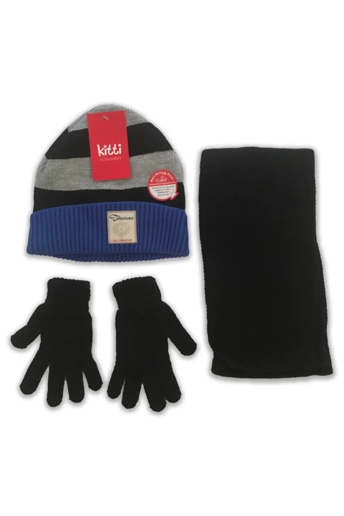 

Шарф, шапка и перчатки в комплекте на 4-8 лет, 3 шт. Мужские перчатки K2940 10 темно-синие