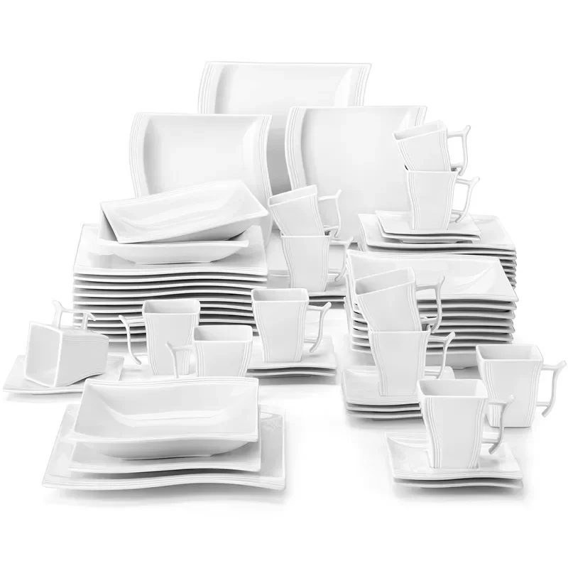 

Набор цветов из 30/60 белых фарфоровых столовых приборов с чашкой 12 *, блюдце, семейный набор для 12 человек