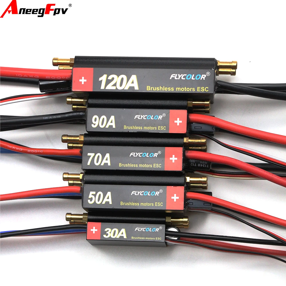 Фото FlyColor 30A 50A 70A 90A 120A ESC для радиоуправляемых лодок, водонепроницаемый, 2-6S Lipo, бесщеточный регулятор скорости с программной картой для мотора радиоуправляемой лодки №1