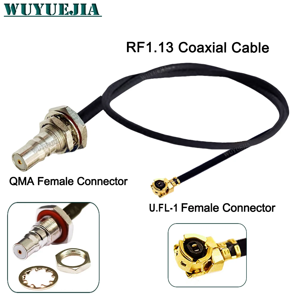 Фото 1 шт. 5-100 см U.F.L RF113 QMA к U.FL MHF1 кабель переборки QMA гнездовой разъем к U.fl MHF1 штекер RF1.13 соединительный кабель с косичкой №3