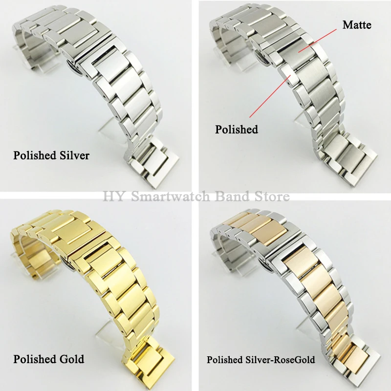 Ремешок для часов из нержавеющей стали 16 мм 18 20 21 22 24 26 полированный ремешок с