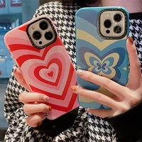ins butterfly love heart cute phone cases for iphone 13 12 11 pro max xr xs max 8 x 7 lady girl anti drop tpu soft cover gift