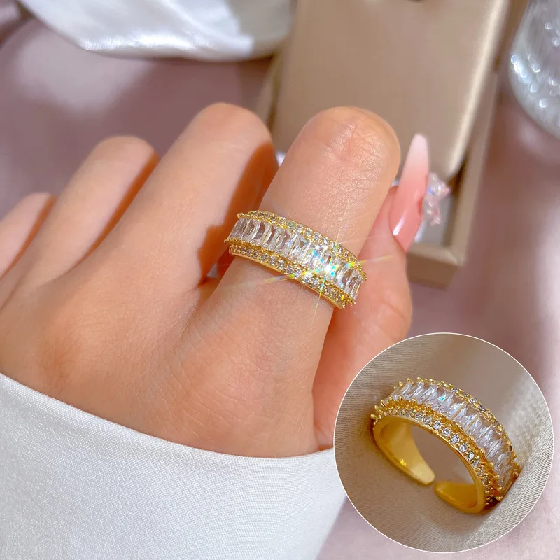 

Ailodo Korean Cubic Zirconia Rings For Women Girls Simple Fashion Party Wedding Opening Rings Minimalist Jewelry Birthday Gift