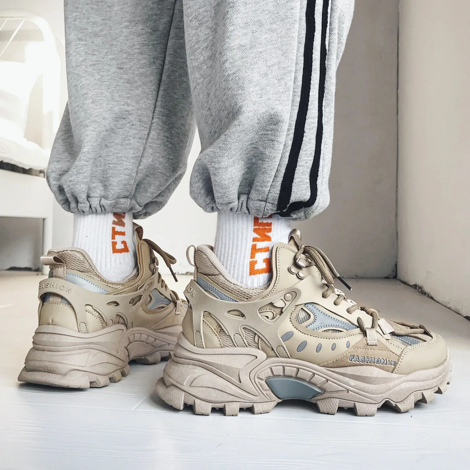 Thick Sole Men's Chunky Sneakers High Quality Designer Replica Casual Shoes for Male Fashion Reflective Sports Footwear 2023