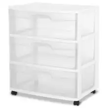 Wide 3 Drawer Cart White sponge holder  kitchen storage  closet organizer  shelf